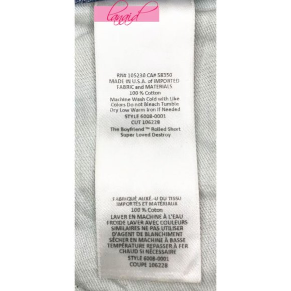 Current/Elliott Boyfriend Roll Shorts Super Loved Destroy Distressed Destroyed - Picture 10 of 11